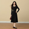 【年货节】熙世界优雅赫本风黑色针织连衣裙女冬季新款法式配大衣的掐腰裙子 商品缩略图4