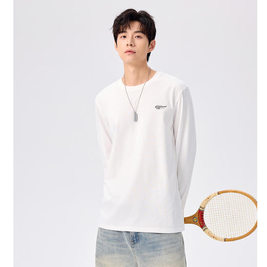 【棉100%】男士长袖T恤25秋款简约百搭情侣款打底衫上衣K&C 商品图1