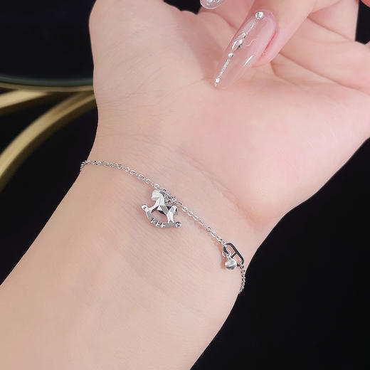 【限时8.8折】【线上铂金馆】PT950 #CNC #生肖  【国际铂金协会】铂金实心可调节CNC马年生肖小木马时尚手链(BSL00309),(预售产品下单后不退款不退货不换货不补差价) 商品图2