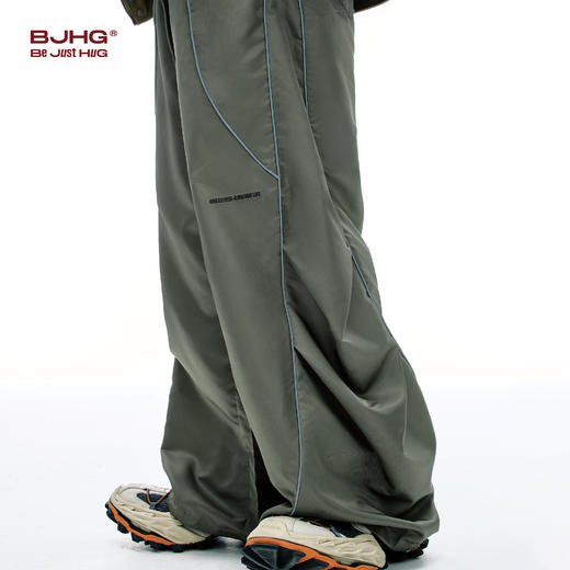BJHG不计后果工装裤男秋季新款潮牌宽松休闲裤子白色反光条长裤女 商品图3
