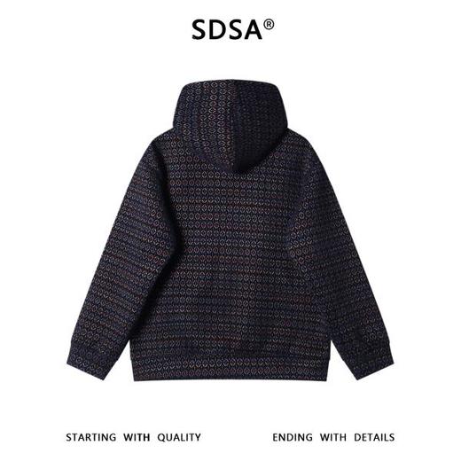 SDSA男士秋冬新款痞帅男装彩色菱形条纹抽绳连帽卫衣百搭宽松上衣 商品图5