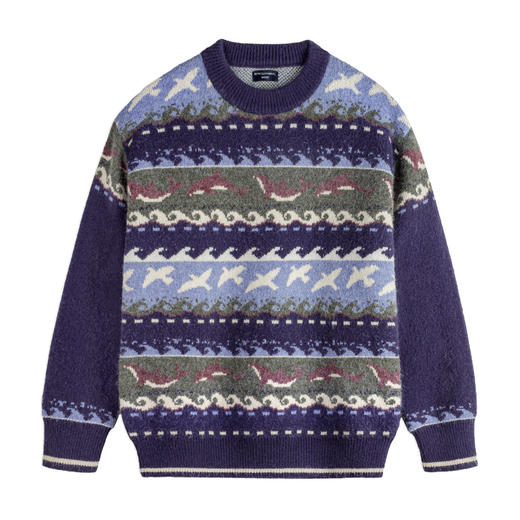 马登工装美式复古费尔岛毛衣圆领套头加厚宽松保暖外穿针织衫男冬 商品图4