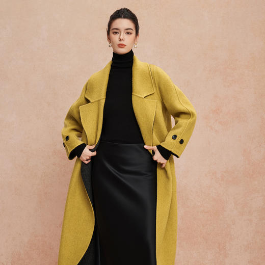 QH919斯尔丽25新款双面双色正反两穿双排通勤优雅气质简约长外套 商品图8