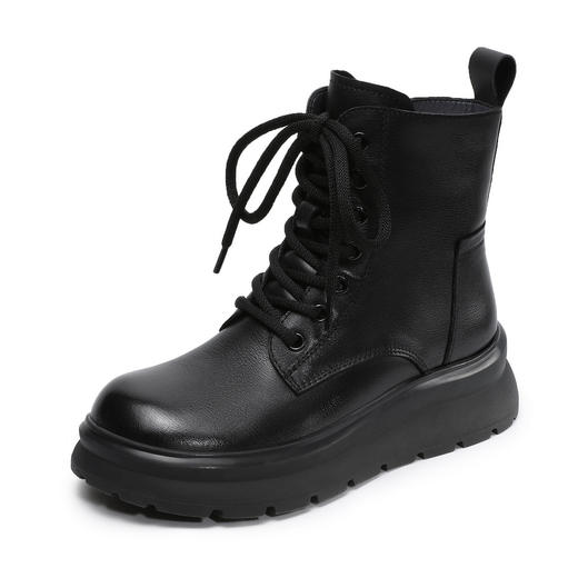 羊毛加绒厚底保暖马丁靴，英伦真皮短靴复古牛皮棉靴ZM258765 商品图4