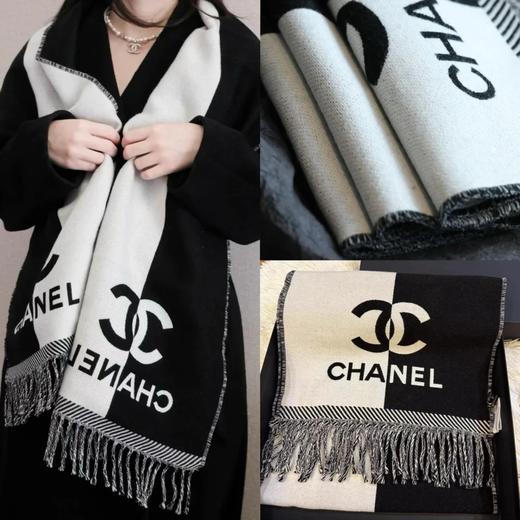 售完无补  重磅！ 奶奶熊猫款拼色围巾  双色印花羊毛围巾 商品图0