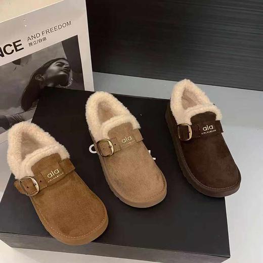 【HF】无忧购冬季复古厚底勃肯鞋烫金字母装饰加绒鞋K021（截单后3-5天发货） 商品图0