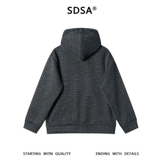 SDSA男士秋冬新款痞帅男装美式复古彩色格纹绒毛抽绳连帽卫衣百搭 商品图5