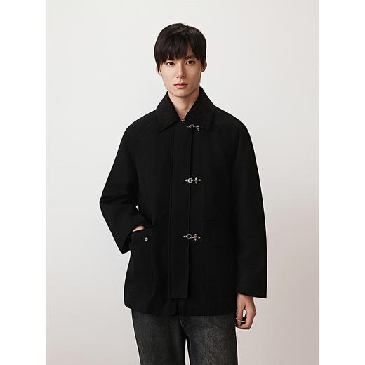 GXG男装  巴恩风帆布夹克领口拼接灯芯绒复古外套男 2025秋季新品 商品图3