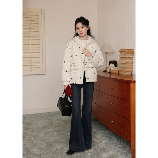 鹿向南「松雪烹茶」杏色轻薄90鸭绒羽绒服女冬季洋气保暖连帽外套 商品图1