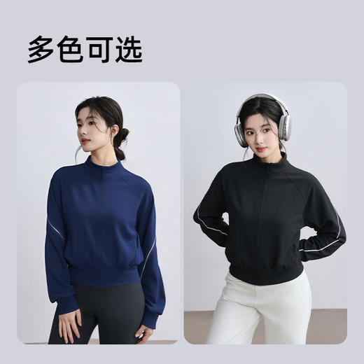 跃牌【瑜堂系列】秋冬撞色条加绒瑜伽服立领保暖修身运动外套女JYMW194 商品图2