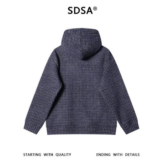 SDSA男士秋冬新款痞帅男装简约提花小格子连帽卫衣百搭宽松上衣 商品图4