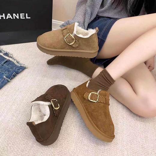 【HF】无忧购冬季复古厚底勃肯鞋女一脚蹬加绒鞋Y-7-1（截单后3-5天发货） 商品图3