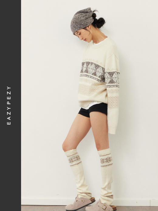 雪山提花正反两穿羊绒套头衫 商品图3