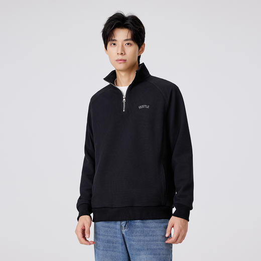 GXG【后背皮牌】男士立领卫衣25秋款简约时尚百搭情侣款套头卫衣K&C 商品图1