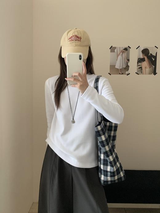 【多妈团购 加绒小白T两件装2309】重磅双层螺纹领口加固，反复穿脱不会松垮卷边，堪比轻薄保暖内衣-连横 商品图0