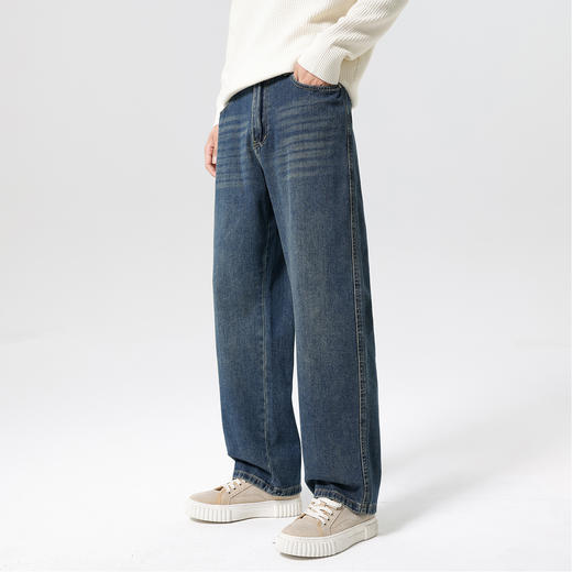 复古直筒牛仔裤男2025秋款宽松经典水洗日常通勤青少年长裤男K&C 商品图3