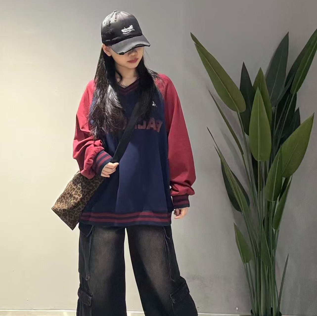 NC撞色V领长袖卫衣50717（蓝）秋季253060090321