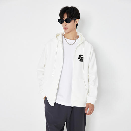 gxg.jeans男装 开衫连帽卫衣25秋款舒适简约百搭校园通勤青少年打底衫外套男K&C 商品图1