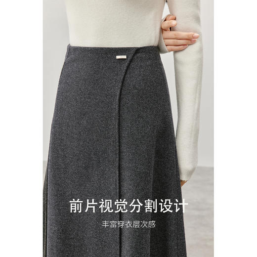 【内购】简约通勤高腰A字裙橡筋后腰撞钉装饰垂感大摆解构线条半身裙-154QP3635X 商品图2