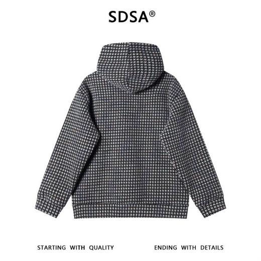 WY1355SDSA秋冬新款痞帅男装简约宽松彩色千鸟格设计抽绳连帽卫衣百搭 商品图5