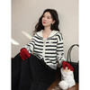鹿向南「里费小岛」杏黑条纹长袖毛衣女秋冬季小众时尚外搭上衣女 商品缩略图4