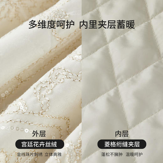 【内购】【内里夹层保暖】优雅圆领金线刺绣宫廷花卉丝绒厚保暖国风外套-154WB3880 商品图4