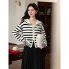 鹿向南「里费小岛」杏黑条纹长袖毛衣女秋冬季小众时尚外搭上衣女 商品缩略图1