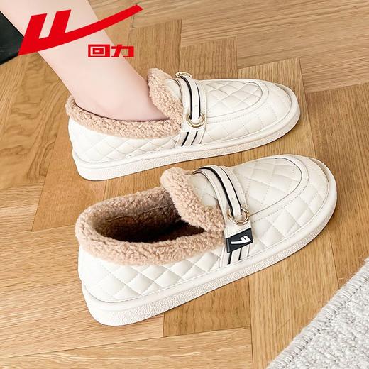 回力女鞋棉鞋秋冬新款居家外出加绒加厚毛毛鞋时尚百搭豆豆鞋子女 商品图3