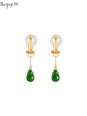 【天猫同款】葫芦 耳扣款-18K金翡翠钻石耳夹