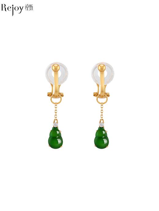 【天猫同款】葫芦 耳扣款-18K金翡翠钻石耳夹 商品图0