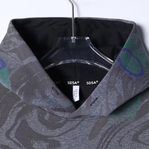 SDSA男士秋冬新款痞帅男装简约水波纹字母连帽卫衣百搭时尚上衣 商品图1
