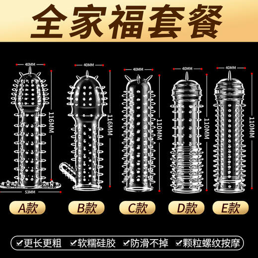狼牙套带刺大颗粒刺激加长加粗硅胶男用穿戴水晶情趣阴茎龙鳞套 商品图3