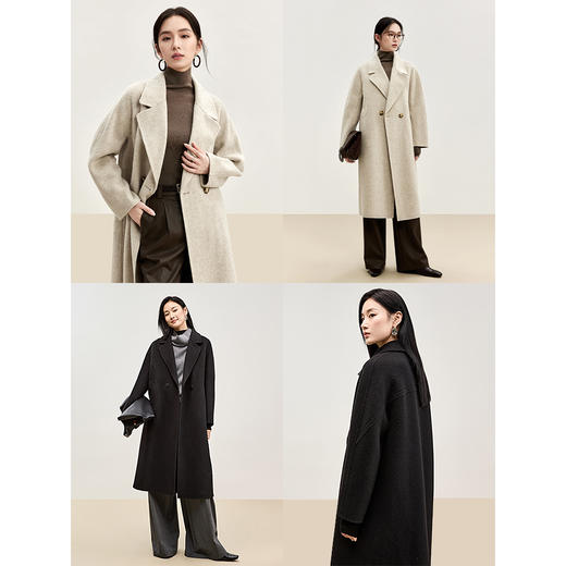 【内购】尚都比拉2024冬季新款西装领100%绵羊毛防风御寒大衣双面呢-W44O55961 商品图3