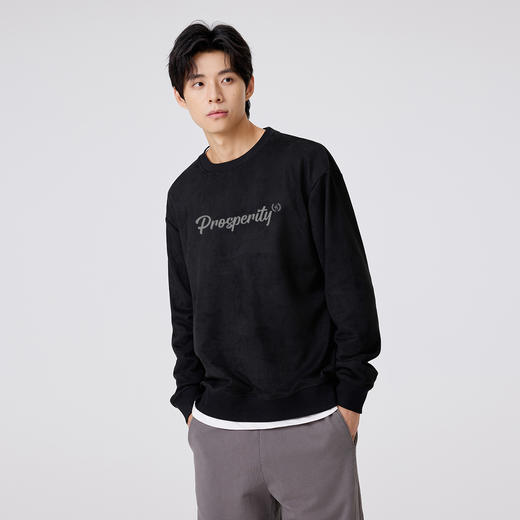 gxg.jeans男装【麂皮绒面料】男士圆领卫衣25秋款舒适垂顺日常百搭打底衫上衣K&C 商品图3