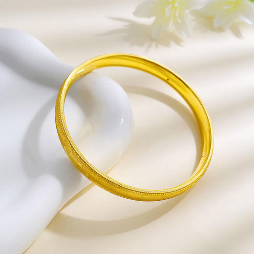 【限时克减150元】足金 无氰5D空心固口丝绒金好运莲莲莲花轮胎手镯（面宽约7.7-8.1mm）(AR5DSZ10002),(预售产品下单后不退款不退货不换货不补差价) 商品图1