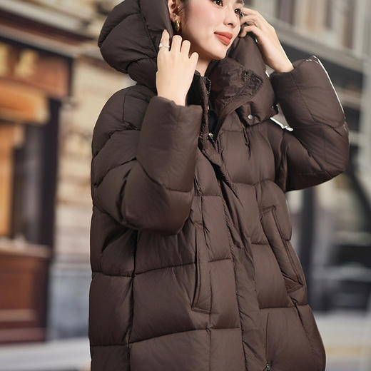 「高货kbnq」全新升级【铂金会员809/天猫1089/差价280】(04744)洛诗琳新款连帽中长款羽绒服2025冬季加厚过膝保暖外套 商品图3
