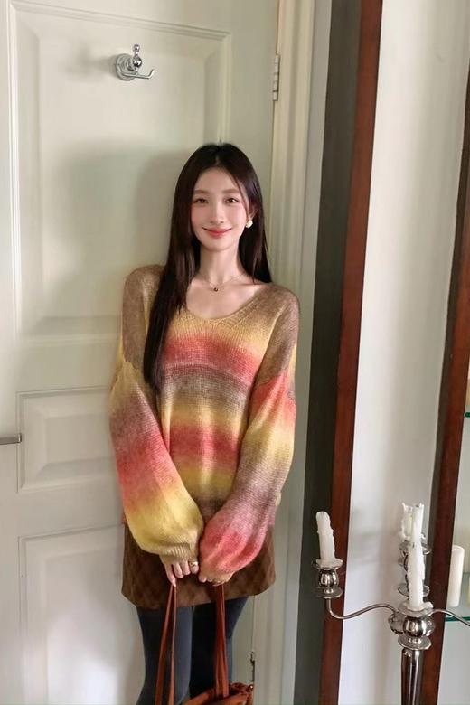 ANSUABEL 港风渐变色慵懒风宽松休闲毛衣上衣 21520 商品图3