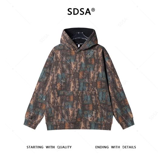 SDSA男士秋冬新款痞帅男装美式复古抽绳图案连帽卫衣百搭时尚上衣 商品图0