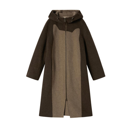 谜底拼接式大衣长袖2025年冬季新品轻暖柔软异色拼接女254MD1714 商品图4