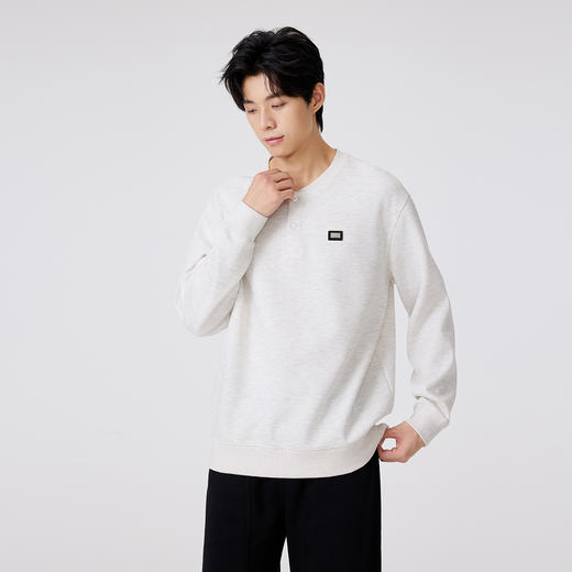 两粒扣半开襟男士卫衣25秋款舒适简约日常通勤校园青少年打底衫K&C 商品图3