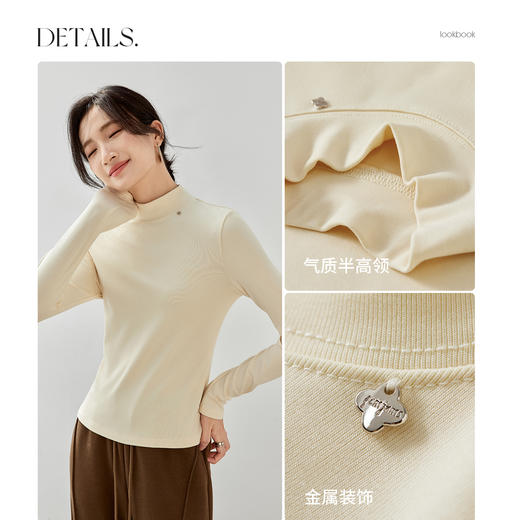 【内购】都市日常休闲基础款上衣5A抗菌腈纶发热纤维腈纶棉质半高领T恤-143T56532 商品图3