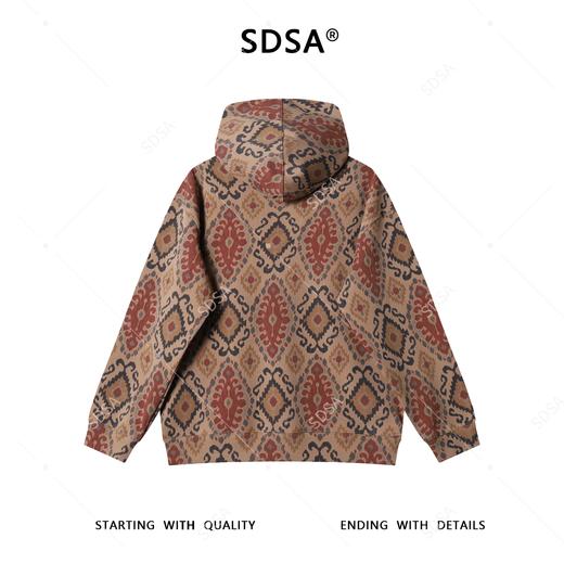 SDSA男士秋冬新款痞帅男装复古设计师撞色抽绳菱形连帽卫衣百搭 商品图4