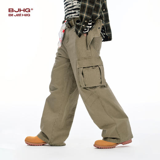 BJHG不计后果工装裤裤子男裤秋冬潮牌美式宽松直筒休闲裤阔腿长裤 商品图3