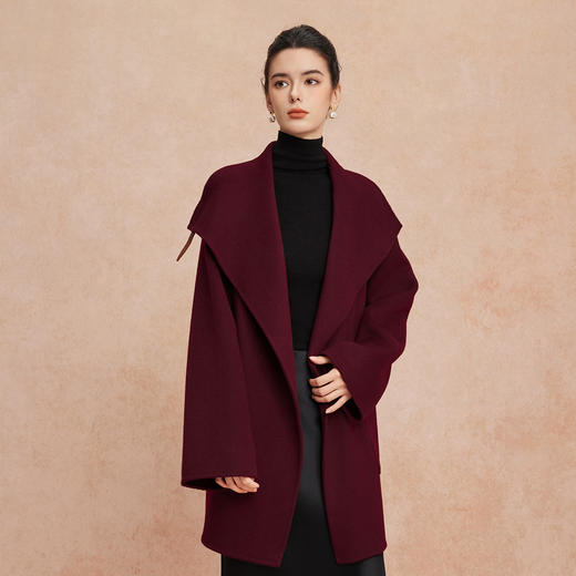 QH913斯尔丽25新款软糯经典翻领欧范OL气质中长款大衣 商品图2