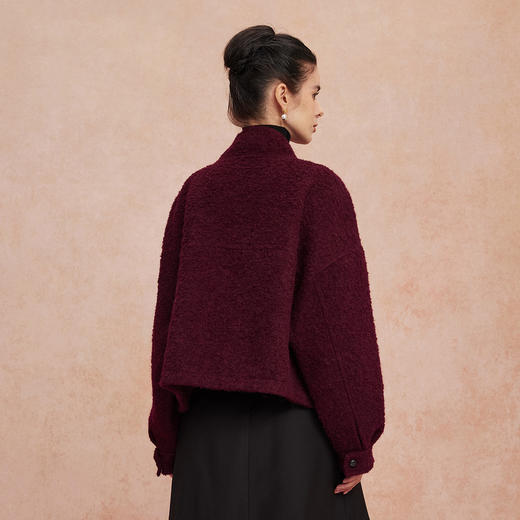 QH911斯尔丽25新款含苏力羊毛颗粒质感宽松斗篷感配同面料时尚羊毛大衣 商品图1