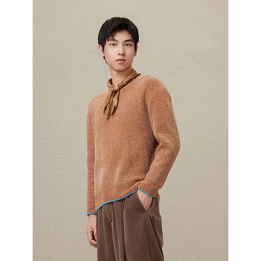 2024秋冬新品GXG男士纯色圆领休闲毛衣男百搭毛衫内搭线衫 商品图2