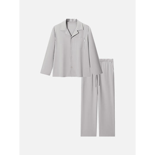 GXG男士家居服 垂感纯色亲肤长袖睡衣男柔滑宽松有型睡衣套装 商品图4