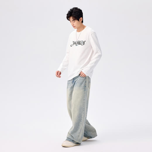 gxg.jeans男装【棉100%】男士长袖T恤25秋款亲肤透气百搭情侣款打底衫K&C 商品图1