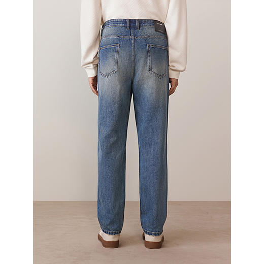 GXG男装  重磅做旧水洗弯刀宽松锥型潮流中腰牛仔裤 2025秋季新品 商品图4