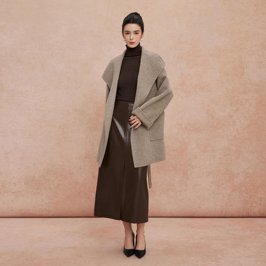 QH913斯尔丽25新款软糯经典翻领欧范OL气质中长款大衣 商品图7